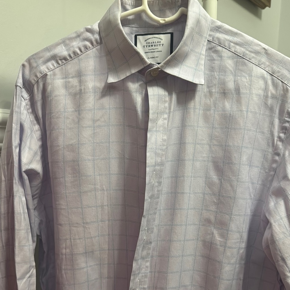 Charles Tyrwhitt Men's Lavender Check Dress Shirt